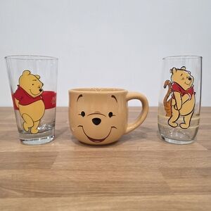 Winnie the Pooh Yellow Ceramic Mug and Glasses